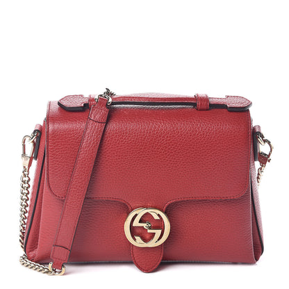 Gucci Dollar Calfskin Interlocking G Top Handle Shoulder Bag Red 1 of 11