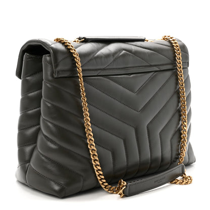 Saint Laurent Calfskin Y Quilted Monogram Medium Loulou Chain Satchel Military Olive 3 of 9