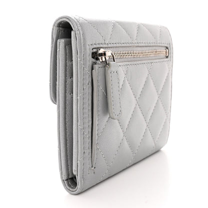 Chanel Metallic Lambskin Quilted Compact Flap Wallet Silver 3 of 11