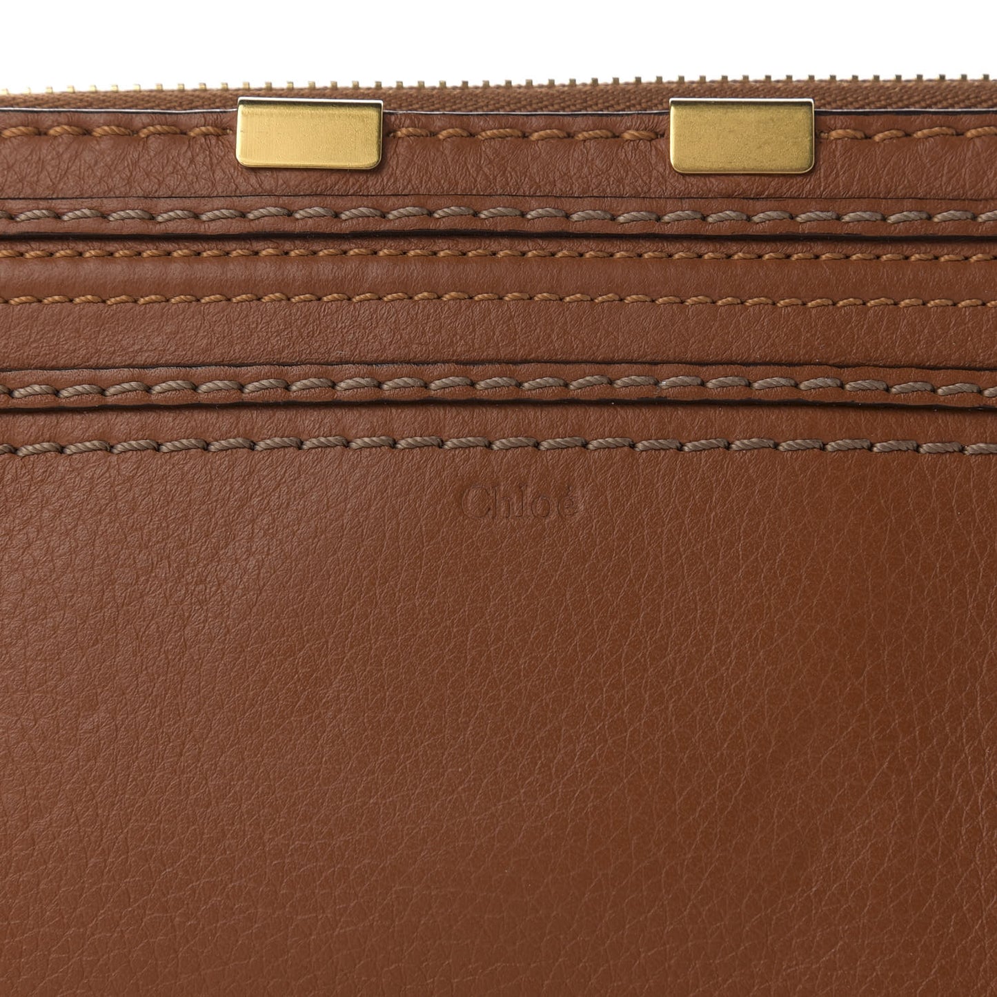 Grained Calfskin Marcie Long Zip Around Wallet Tan