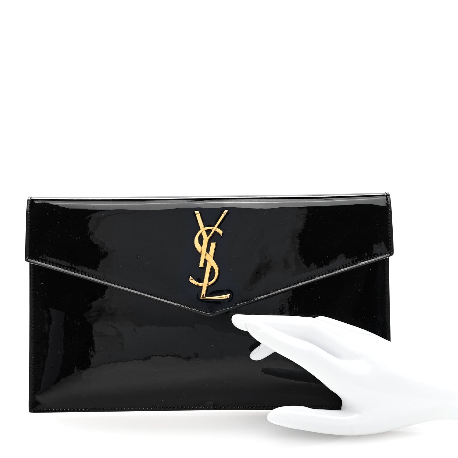 Saint Laurent Patent Calfskin Monogram Uptown Clutch Black 2 of 7