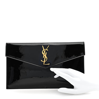 Saint Laurent Patent Calfskin Monogram Uptown Clutch Black 2 of 7