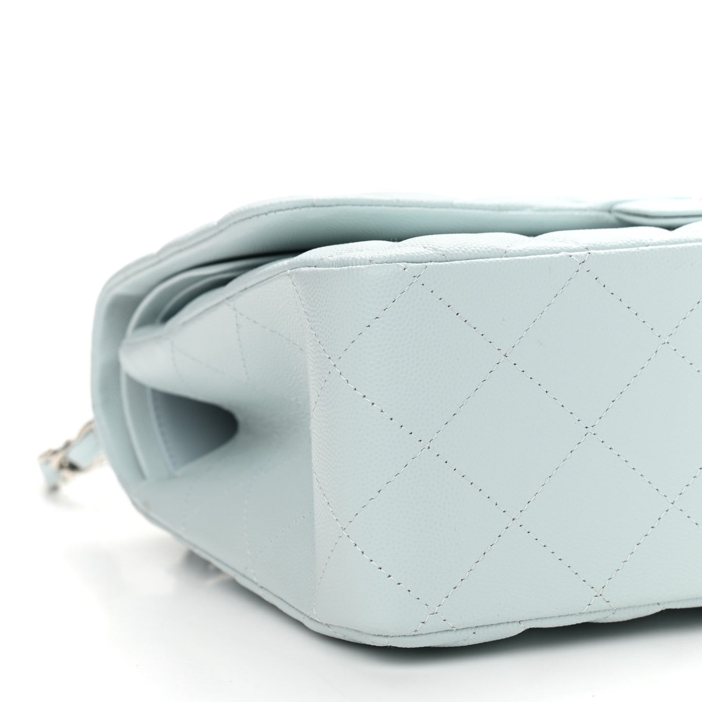 Caviar Quilted Jumbo Double Flap Light Blue