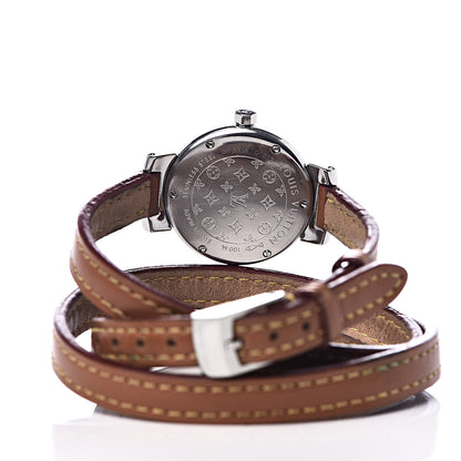 Louis Vuitton Stainless Steel Calfskin 28mm Tambour Triple Wrap Quartz Watch Champagne 4 of 11