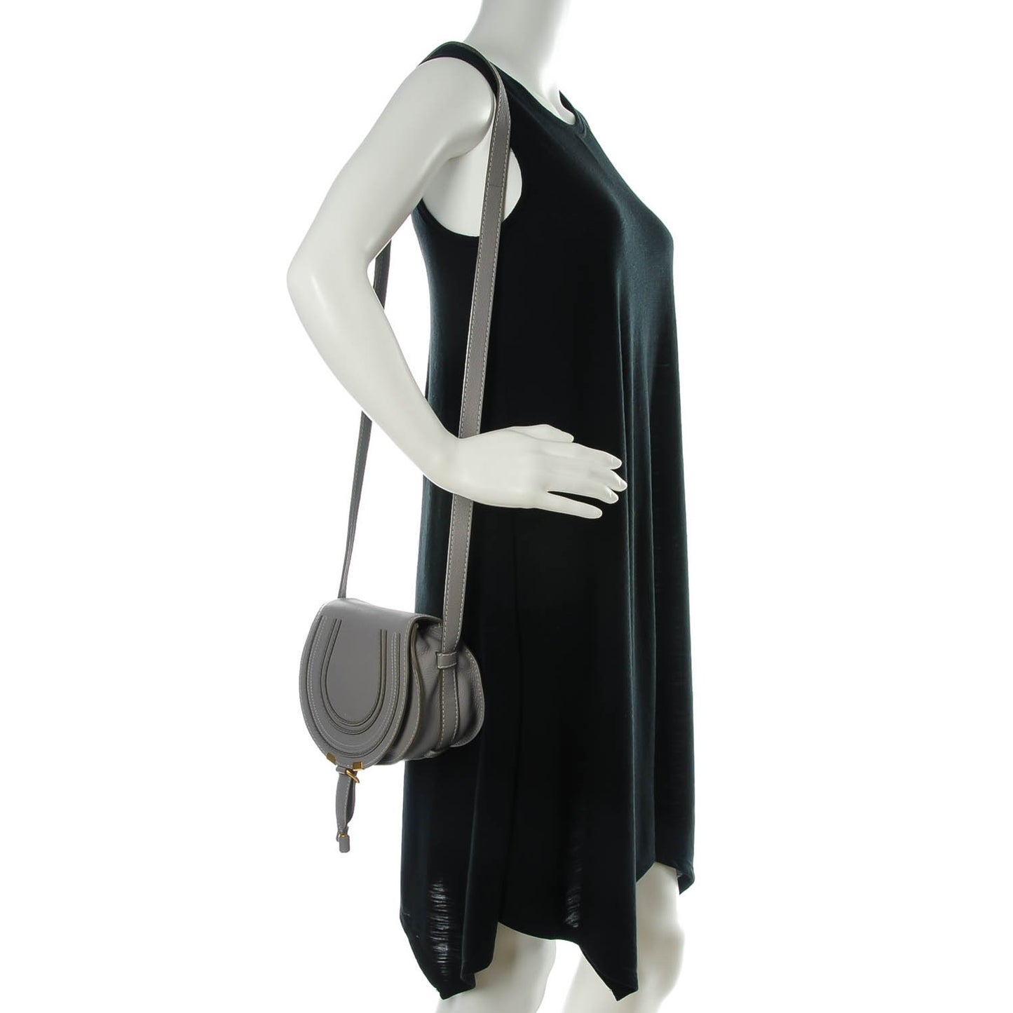 Calfskin Mini Marcie Round Crossbody Bag Cashmere Grey