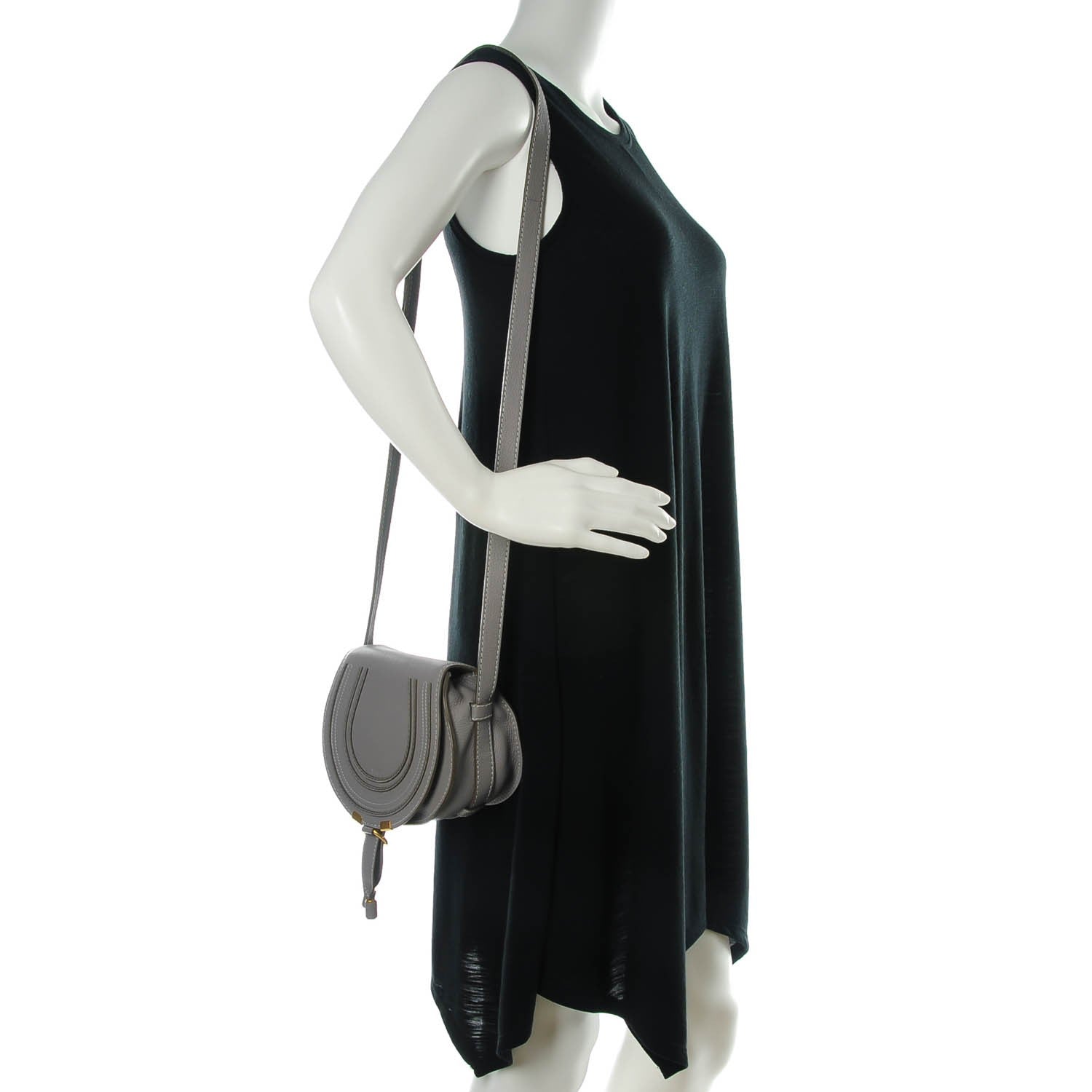Chloe Calfskin Mini Marcie Round Crossbody Bag Cashmere Grey 2 of 9