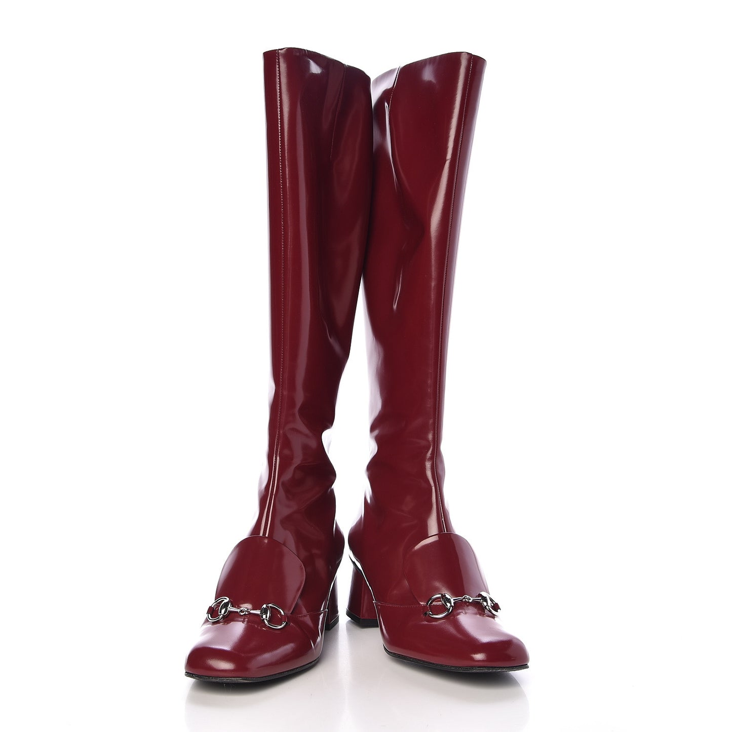 Patent Calfskin Horsebit Boots 39.5 Red