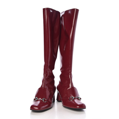 Gucci Patent Calfskin Horsebit Boots 39.5 Red 6 of 11