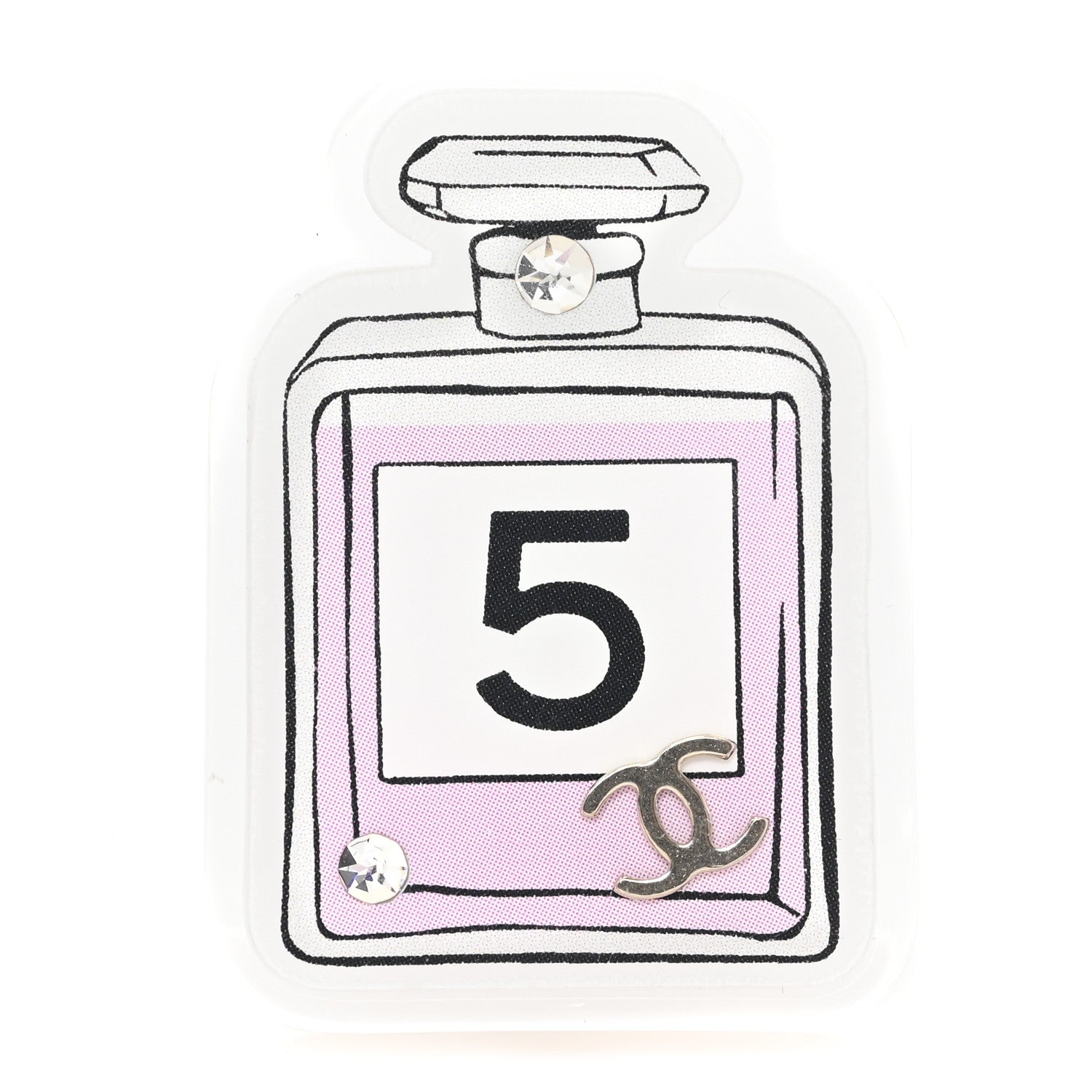 Chanel Resin Crystal CC No 5 Brooch Pink White 1 of 3