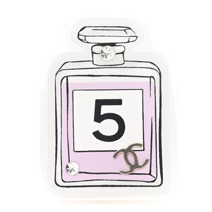 Chanel Resin Crystal CC No 5 Brooch Pink White 1 of 3