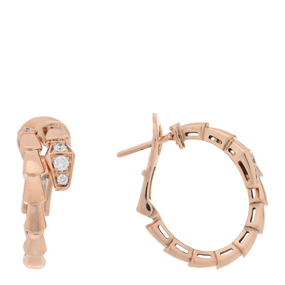 Bulgari 18K Rose Gold Diamond Serpenti Viper Hoop Earrings 1 of 5