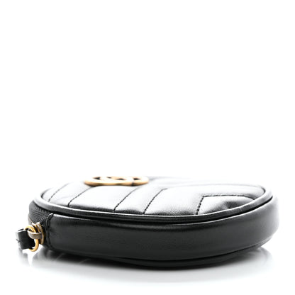 Gucci Calfskin Matelasse GG Marmont Round Coin Purse Black 4 of 8