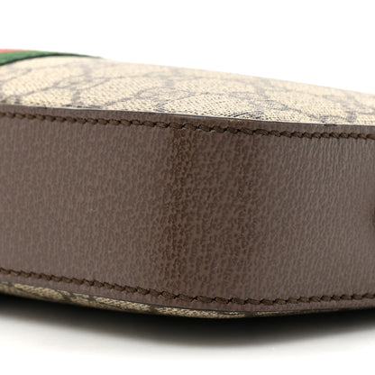 Gucci GG Supreme Monogram Textured Dollar Calfskin Web Ophidia Wristlet Shoulder Bag Beige Ebony New Acero 9 of 13