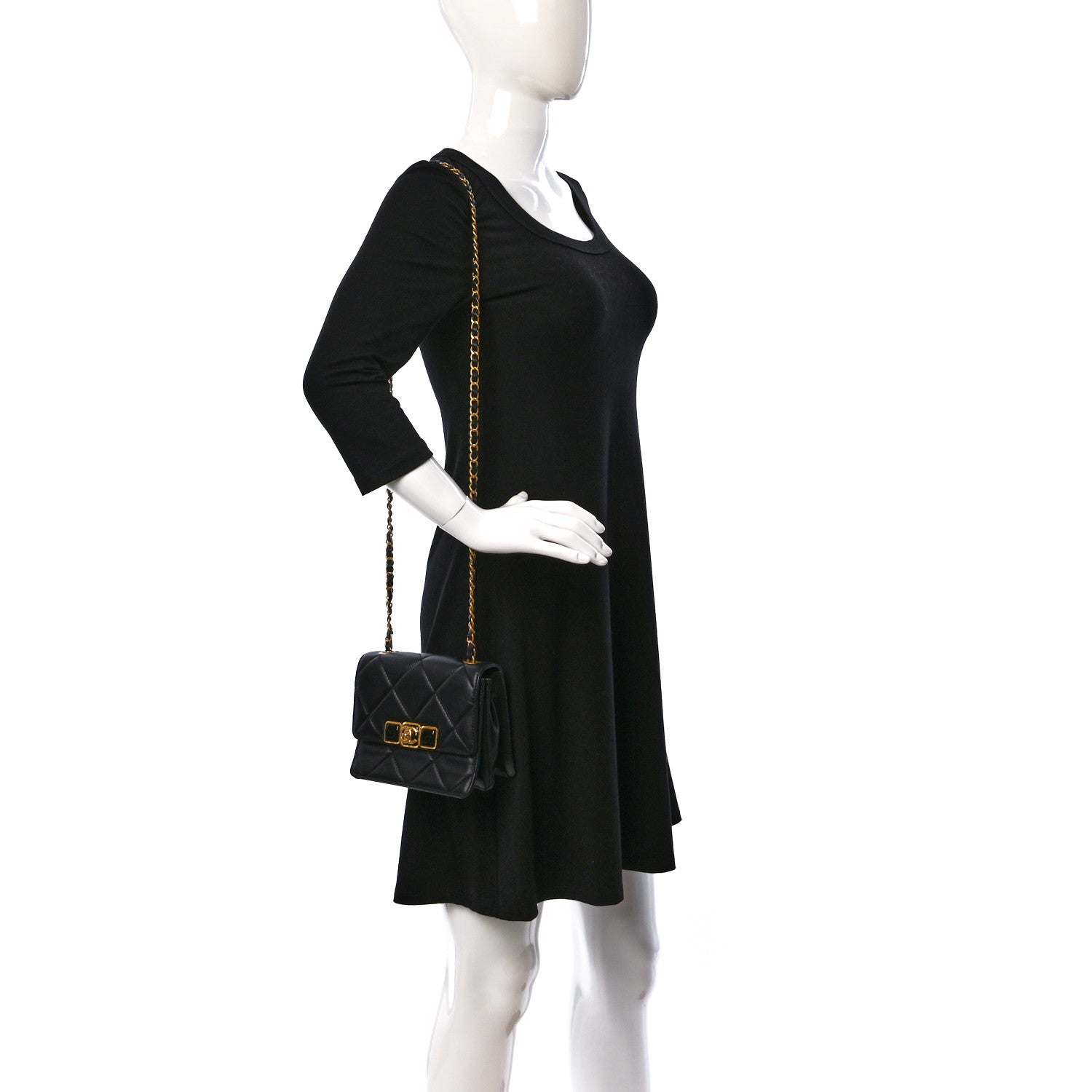 Chanel Calfskin Resin Quilted Mini Flap Black 3 of 12