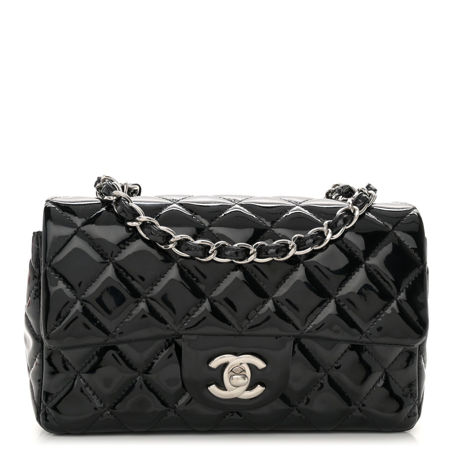 Chanel Patent Calfskin Quilted Mini Rectangular Flap Black 1 of 11