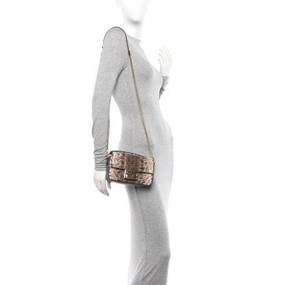 Fendi Vitello Karung Effect FF Mini Baguette Beige 2 of 11