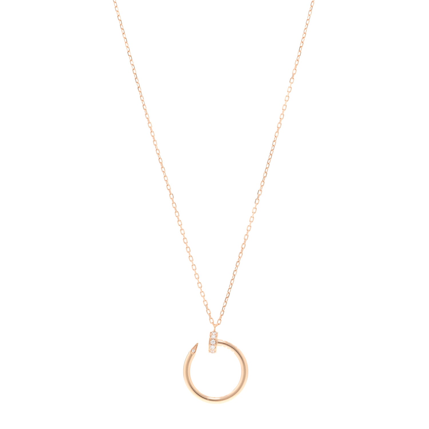 Cartier 18K Pink Gold Diamond Juste Un Clou Pendant Necklace 1 of 5