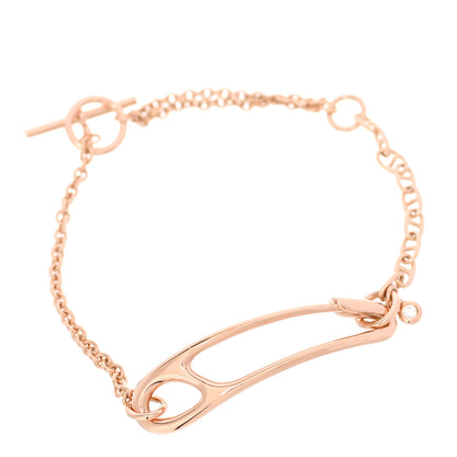 Hermes 18K Rose Gold Diamond MM Chaine d'Ancre Punk Bracelet ST 1 of 4