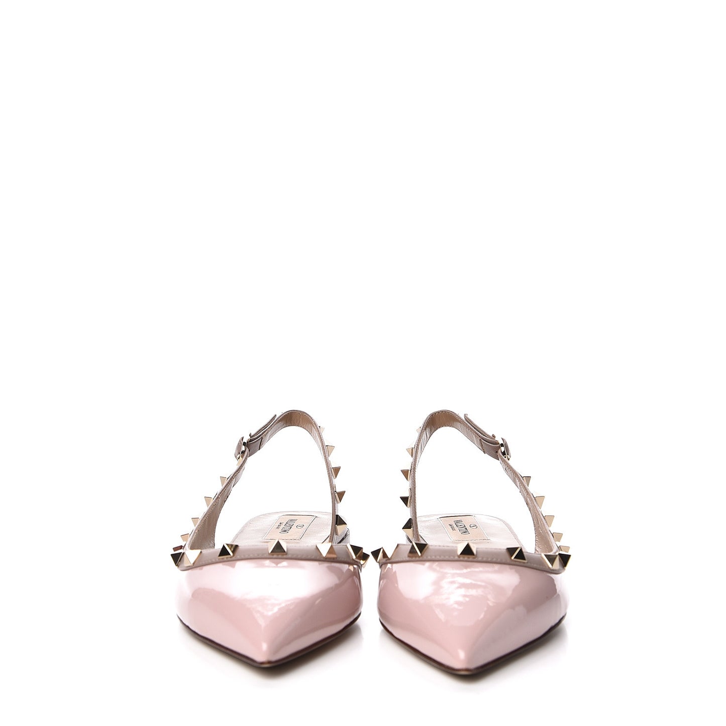 Patent Rockstud Slingback Flats 38.5 Water Rose Poudre