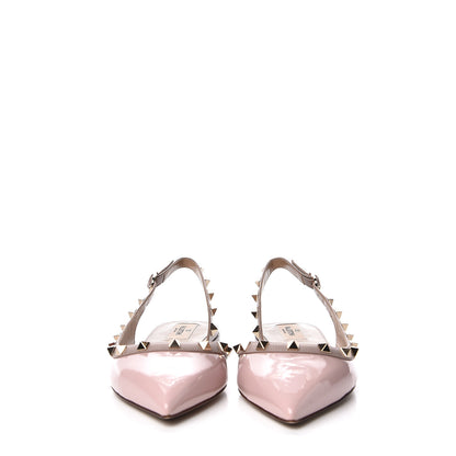Valentino Garavani Patent Rockstud Slingback Flats 38.5 Water Rose Poudre 3 of 10