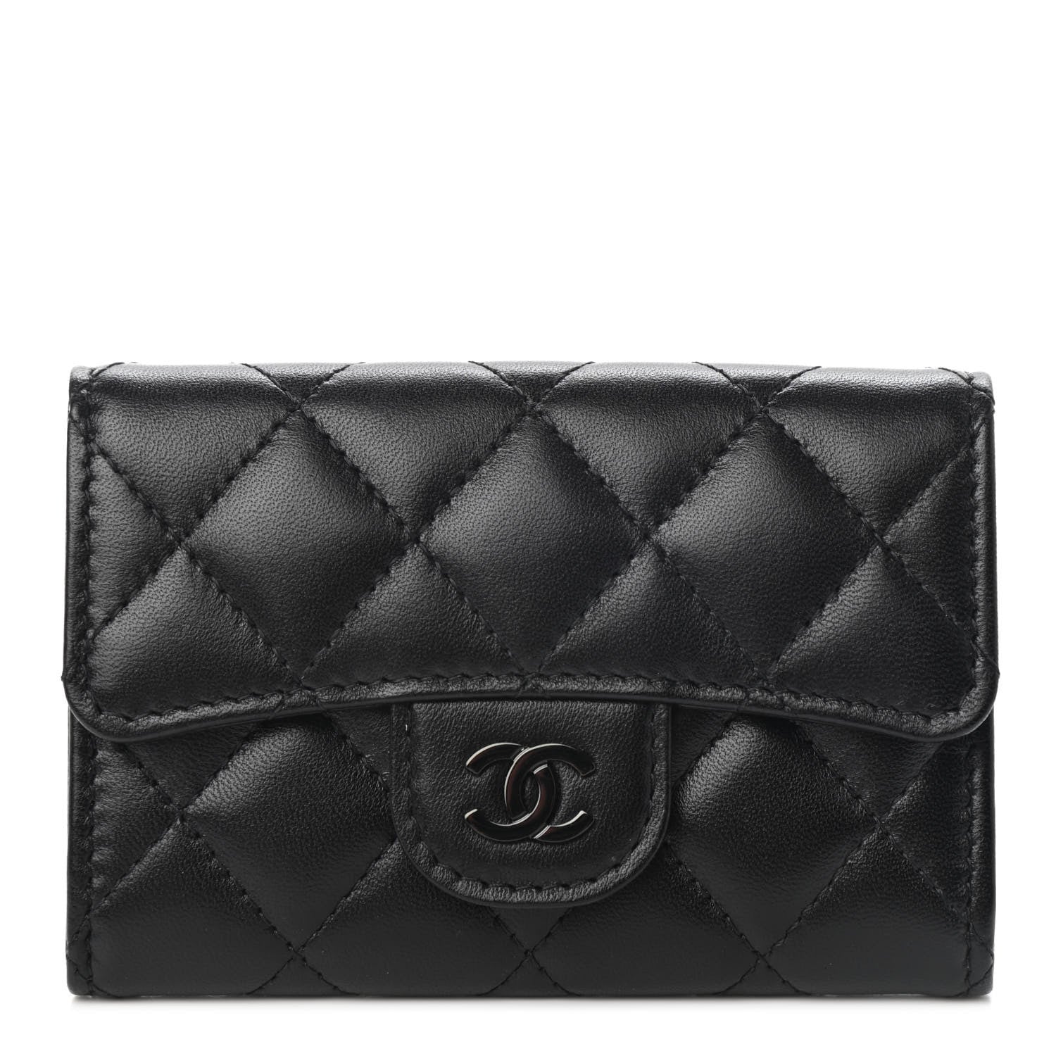 Chanel Lambskin Quilted Flap Card Holder Wallet So Black 1 of 8
