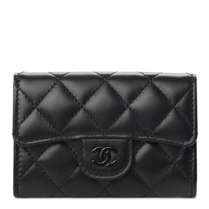 Chanel Lambskin Quilted Flap Card Holder Wallet So Black 1 of 8