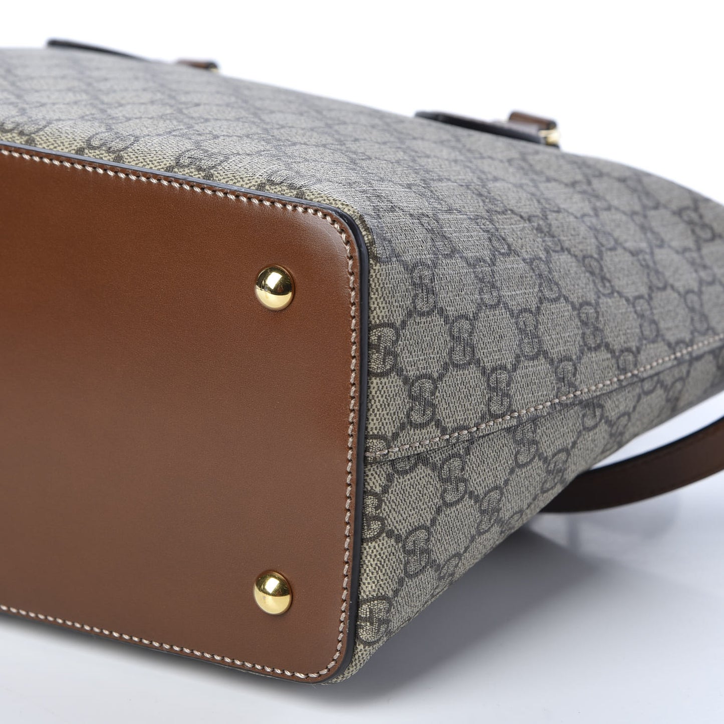 GG Supreme Monogram Linea A Foldover Tote Brown