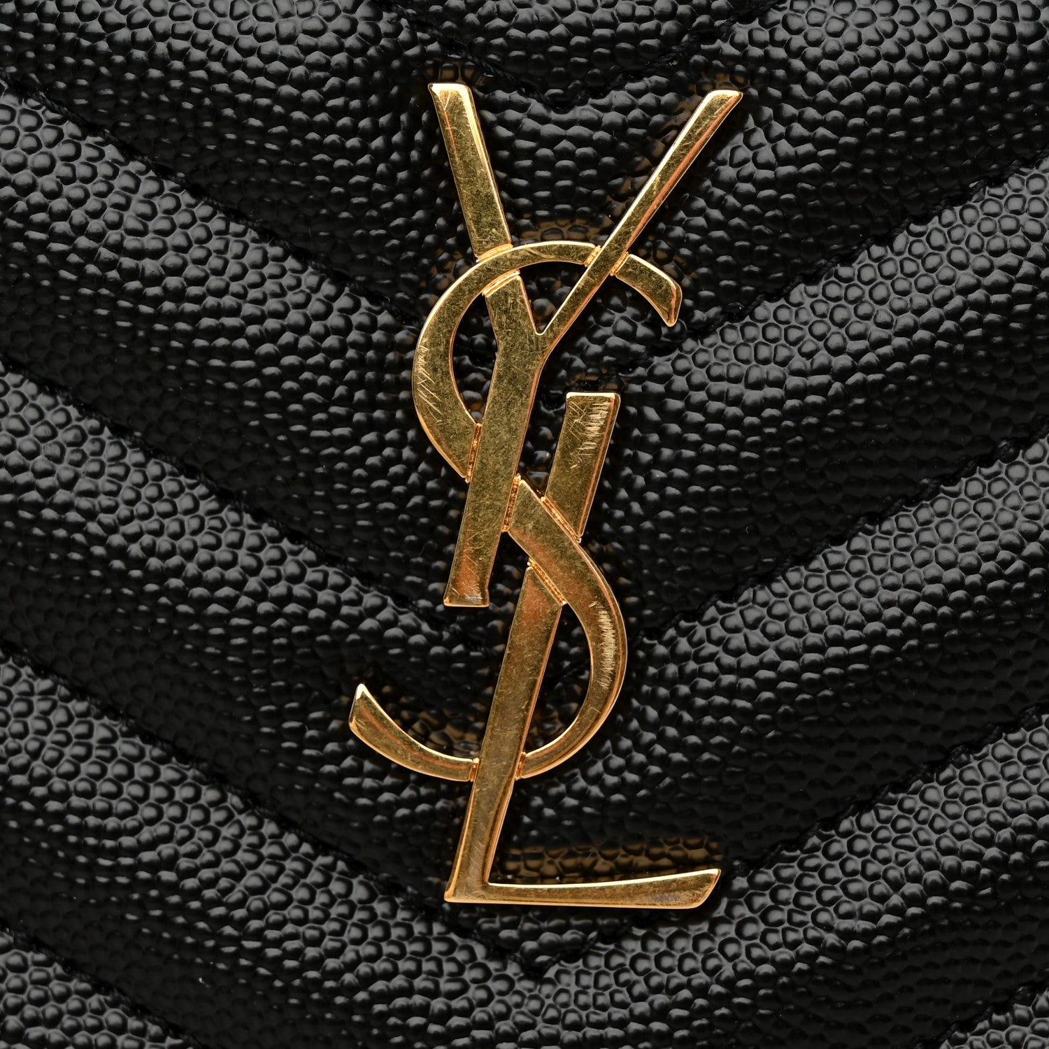 Saint Laurent Grain De Poudre Chevron Monogram Large Bill Pouch Black 8 of 9