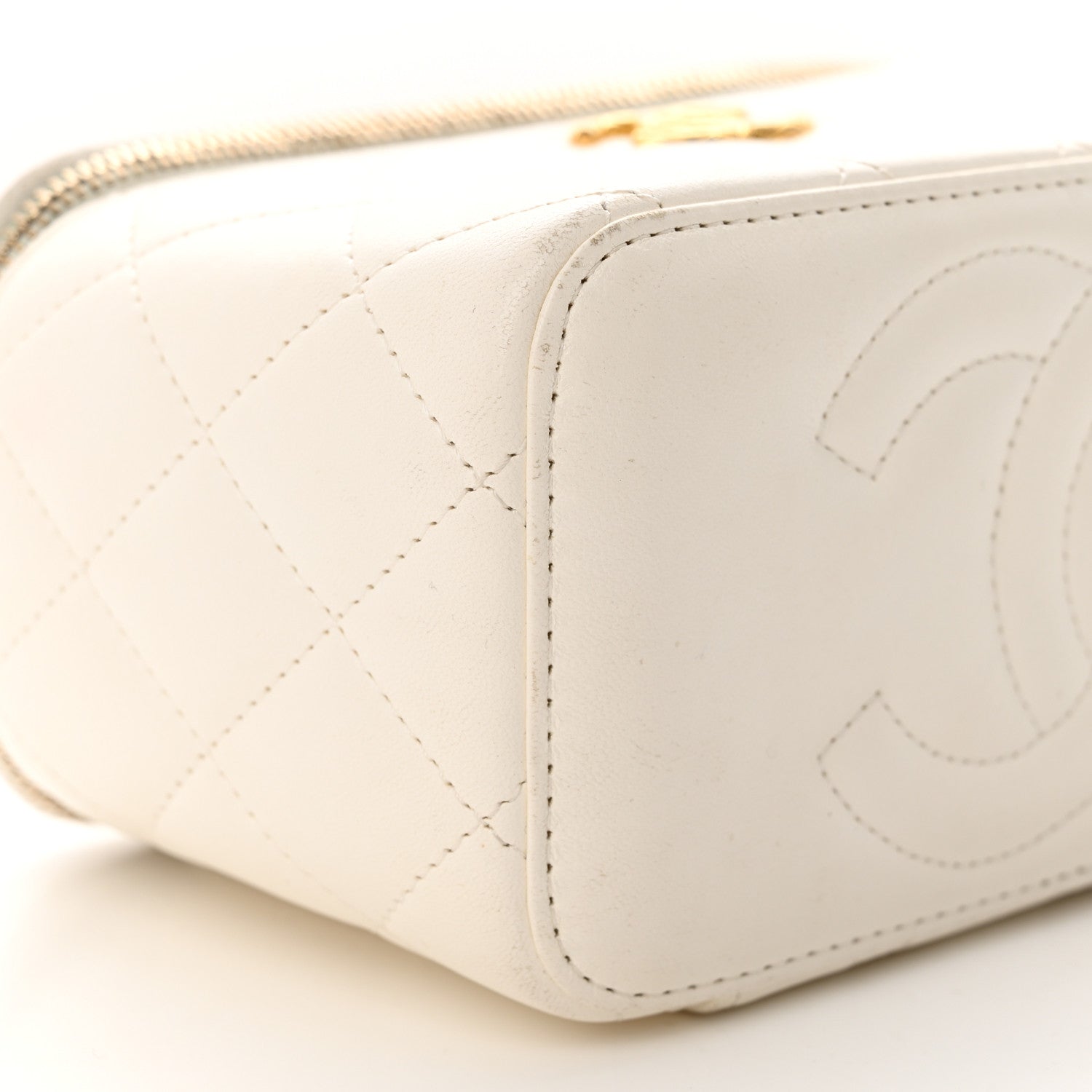 Chanel Lambskin Quilted Small CC Dynasty Vanity Case With Chain White 9 of 15