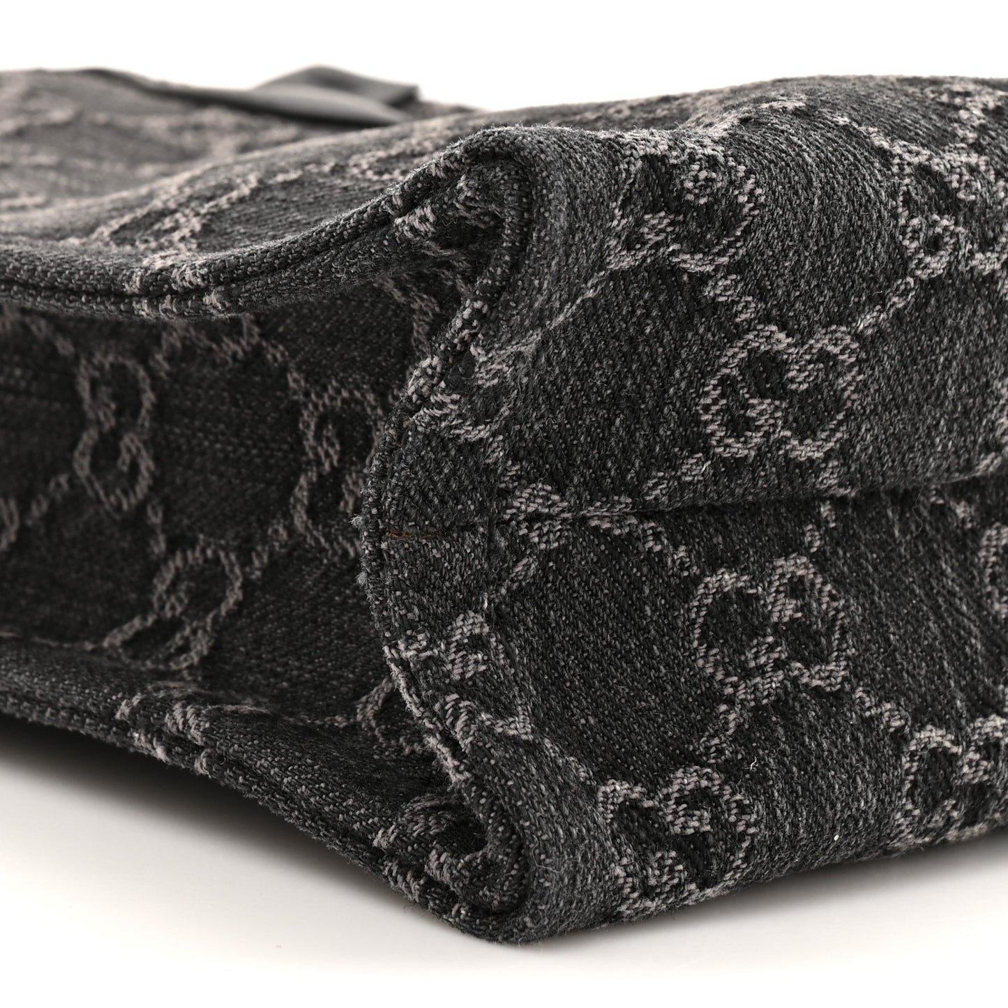 Denim GG Monogram Dollar Calfskin Mini Ophidia Tote Black Grey