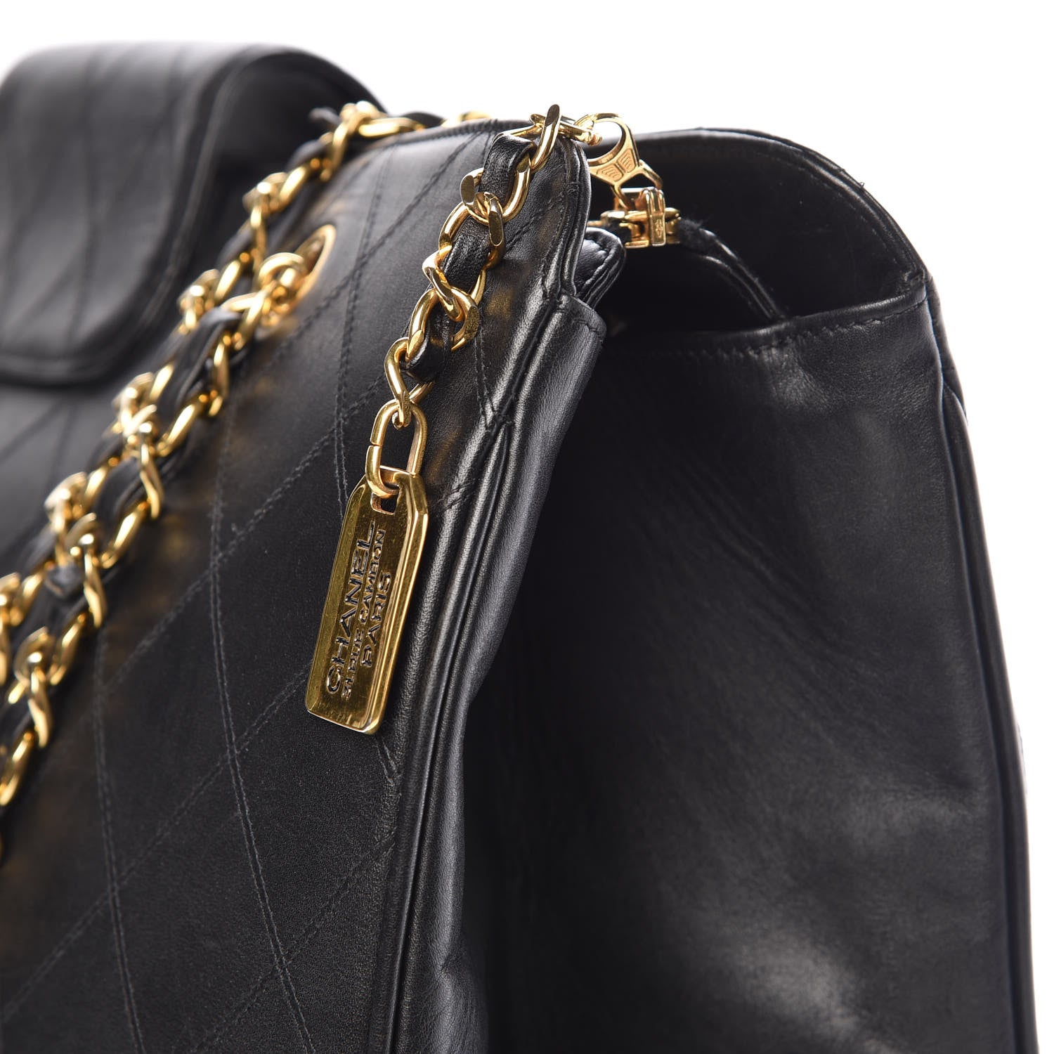 Chanel Calfskin Stitched XL Weekender Black 19 of 20