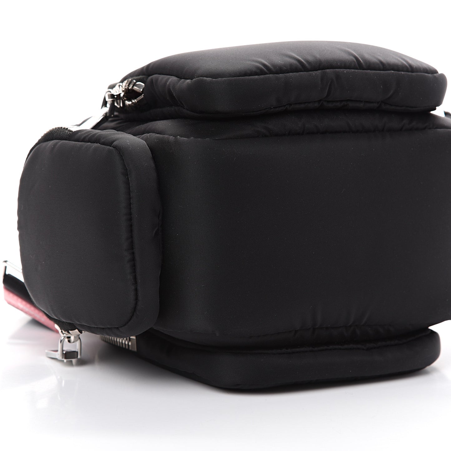 Tessuto Nylon Pocket Top Handle Cargo Bag Black Pink