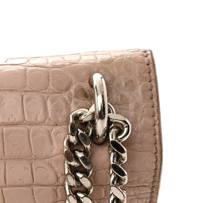 Saint Laurent Calfskin Crocodile Embossed Medium Monogram Sunset Rose Antic 23 of 25