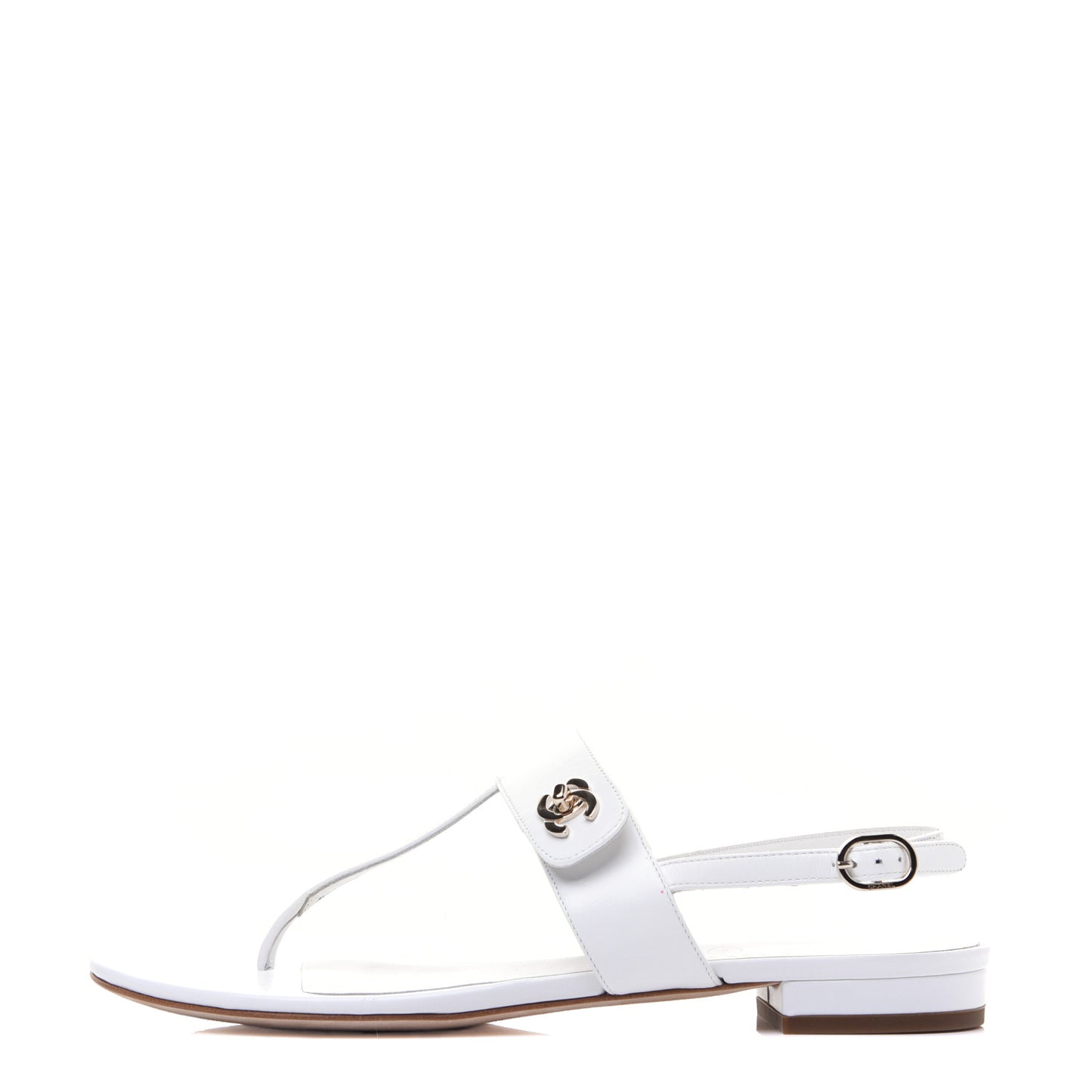 Lambskin CC Thong Sandals 37 White