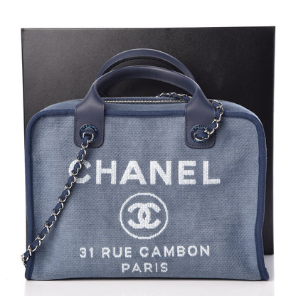 Chanel Denim Deauville Bowling Bag Blue 9 of 9