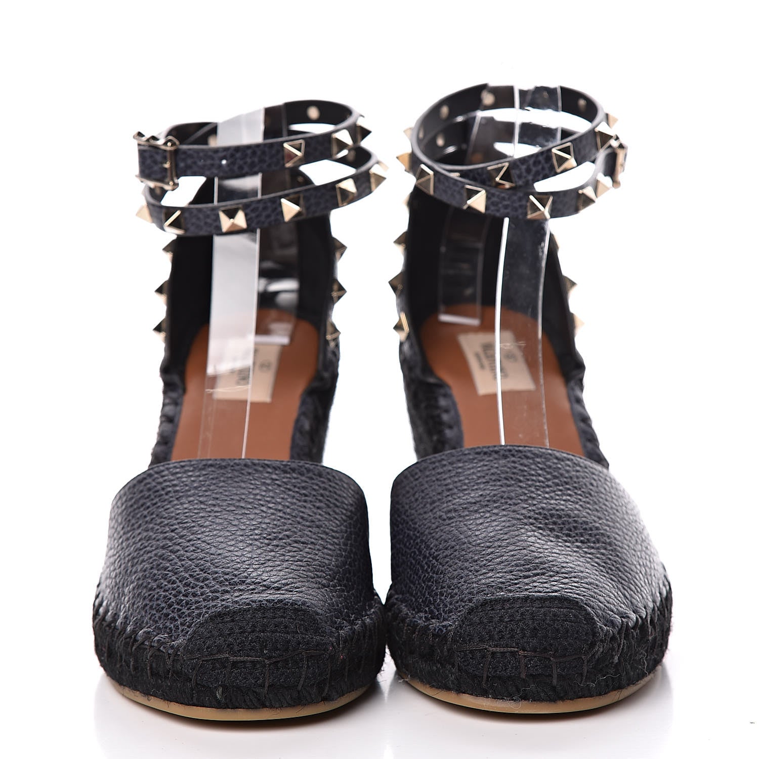 Valentino Garavani Grained Calfskin Rockstud Ankle Wrap Espadrille 15/85mm Wedges 41 Deep Denim 2 of 10