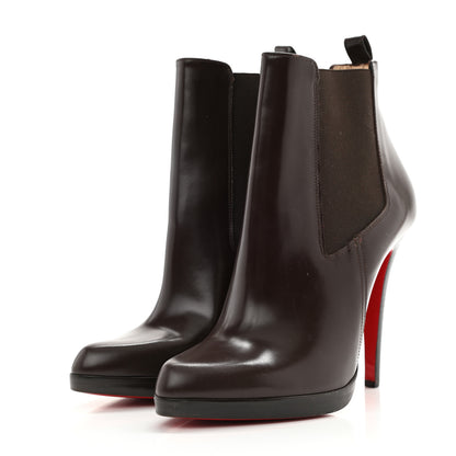 Christian Louboutin Calfskin Bang Bang 100 Eden Ankle Boots 37 Brown 3 of 7