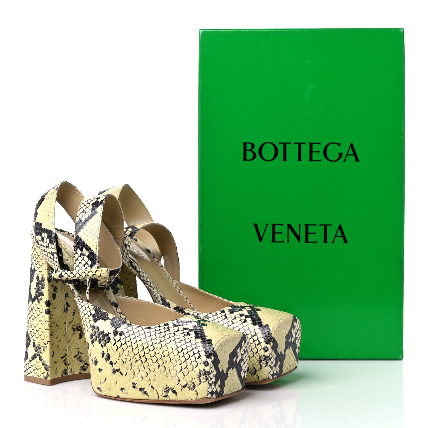 Faded Goatskin Python Printed Tower 40/140mm Platform Pumps 40.5 Kiwi Black