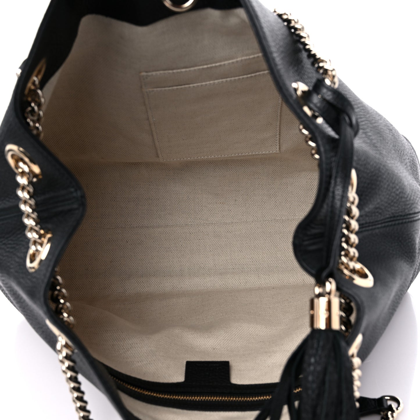 Pebbled Calfskin Medium Soho Chain Shoulder Bag Black