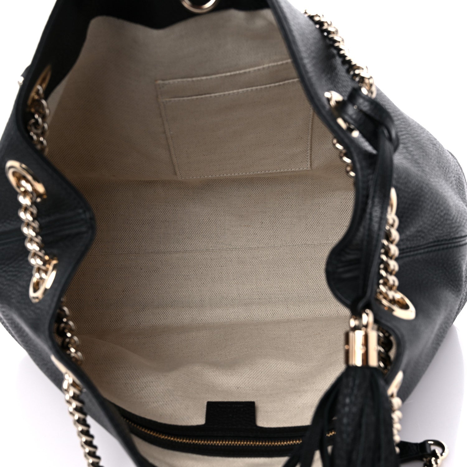 Gucci Pebbled Calfskin Medium Soho Chain Shoulder Bag Black 5 of 9