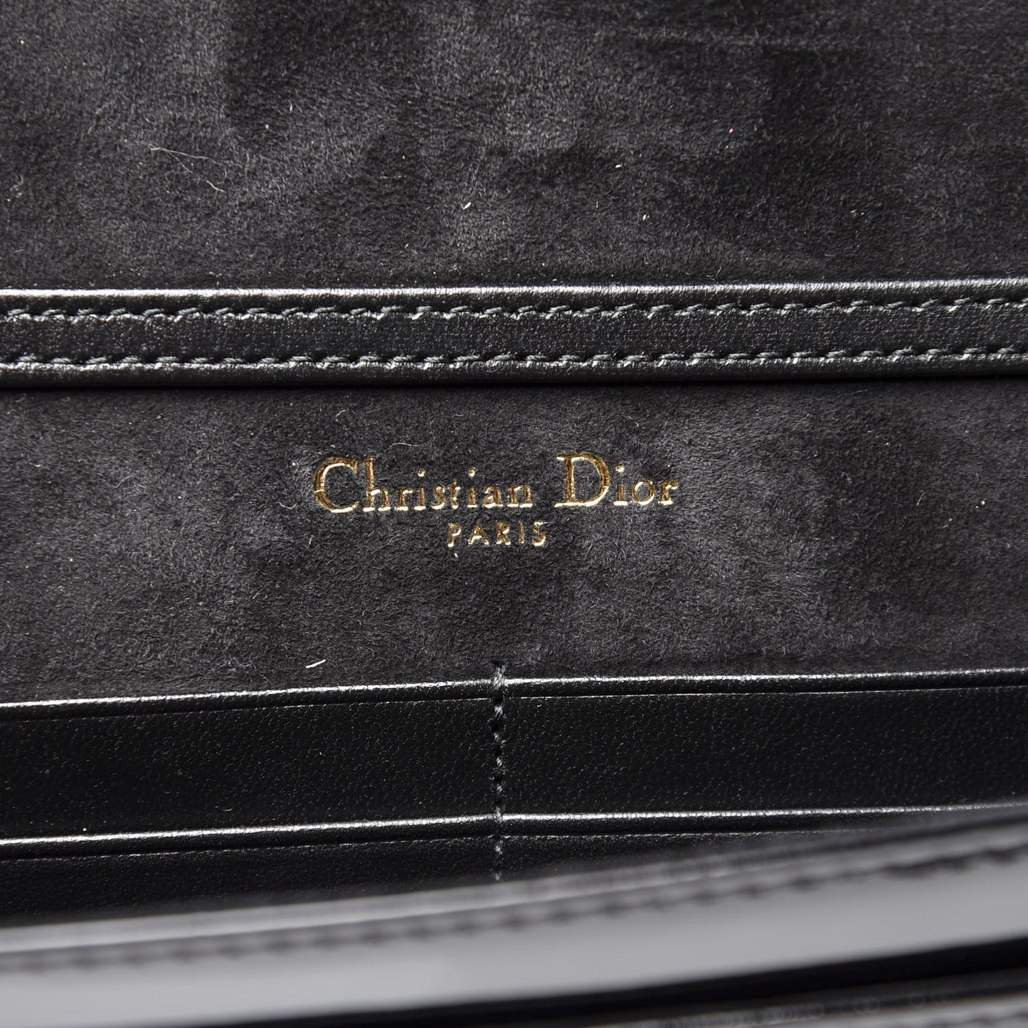 Patent Studded Diorama Wallet on Chain Pouch Black