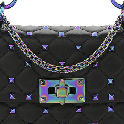 Valentino Garavani Lambskin Oil Slick Small Rockstud Spike Shoulder Bag Black 7 of 10