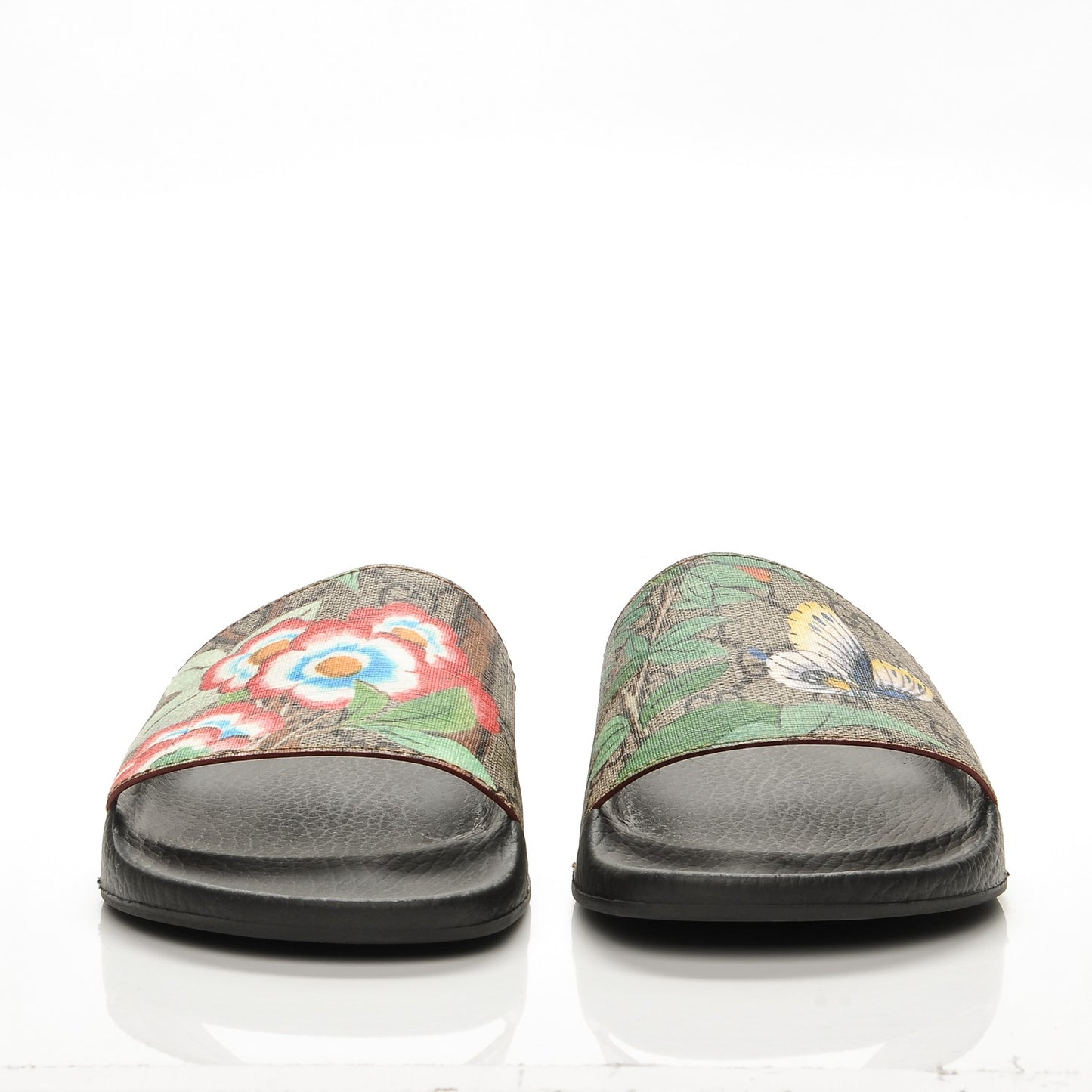 GG Supreme Monogram Tian Womens Slide Sandals 38 Beige Multicolor