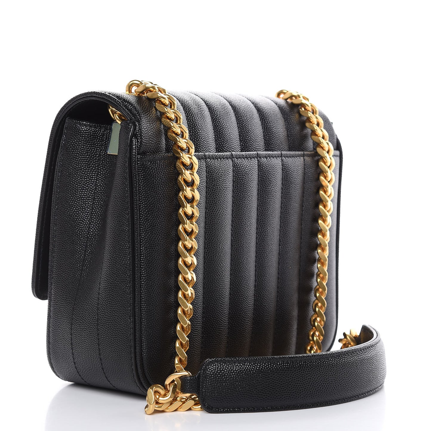 Grain De Poudre Matelasse Monogram Medium Vicky Chain Bag Black