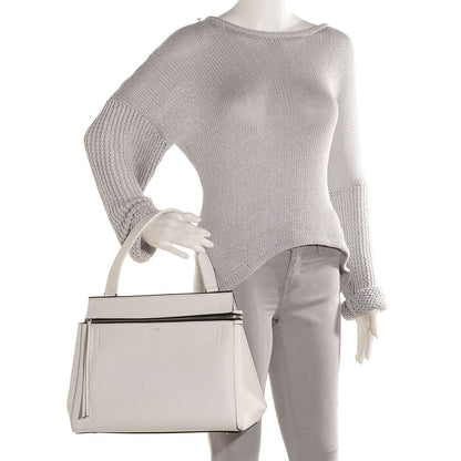 Celine Grained Calfskin Medium Edge Shoulder Bag White 2 of 7