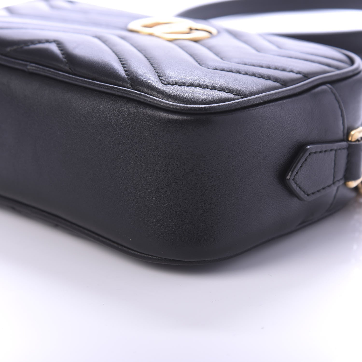 Gucci Calfskin Matelasse Mini GG Marmont Chain Shoulder Bag Black 7 of 10