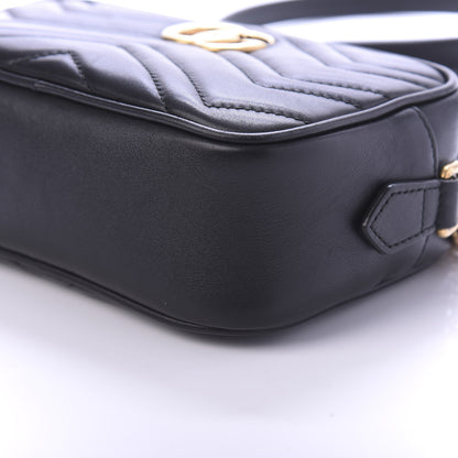 Gucci Calfskin Matelasse Mini GG Marmont Chain Shoulder Bag Black 7 of 10