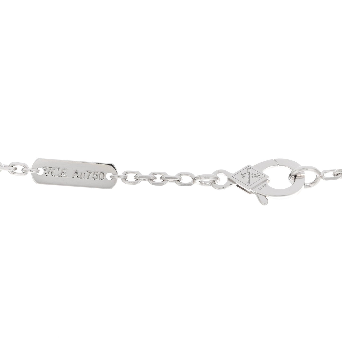 18K White Gold Mother of Pearl Magic Alhambra Pendant Necklace