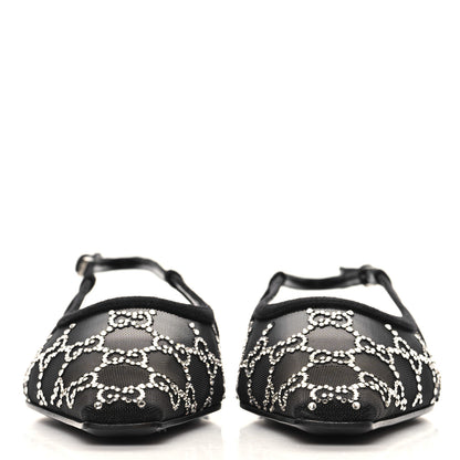 Gucci Tela Retino Kid Scamosciato Crystal GG Monogram Square Demi Ballet Flats 38.5 Black 3 of 9