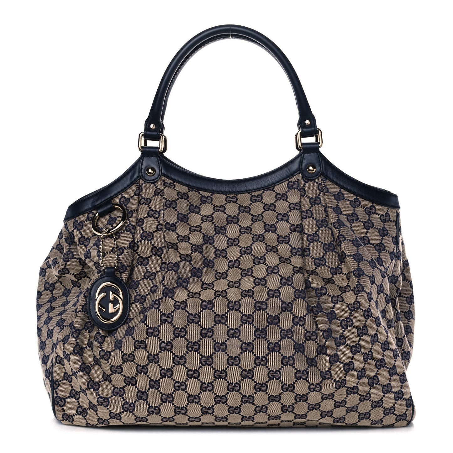 Monogram Calfskin Large Sukey Tote Beige Blue